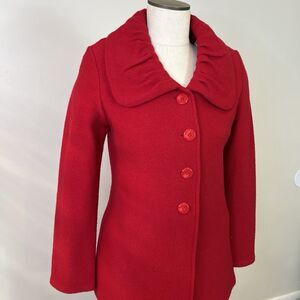 Alfani Luxury Woman’s Sz S Red Natural Wool Jacket Classic Blazer Preppy Chic